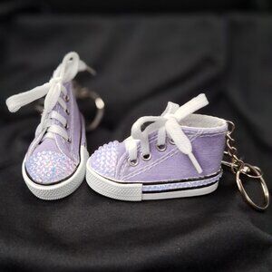 Light Purple Converse Style Keychain with Opal Rhinestones, Bling, Bedazzle